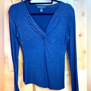 INC International Concepts Women's Sparkly Black Top